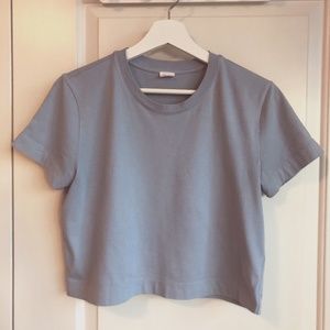 Wilfred Free Cropped Cotton T-Shirt Blue Small - MEASUREMENTS IN LISTING